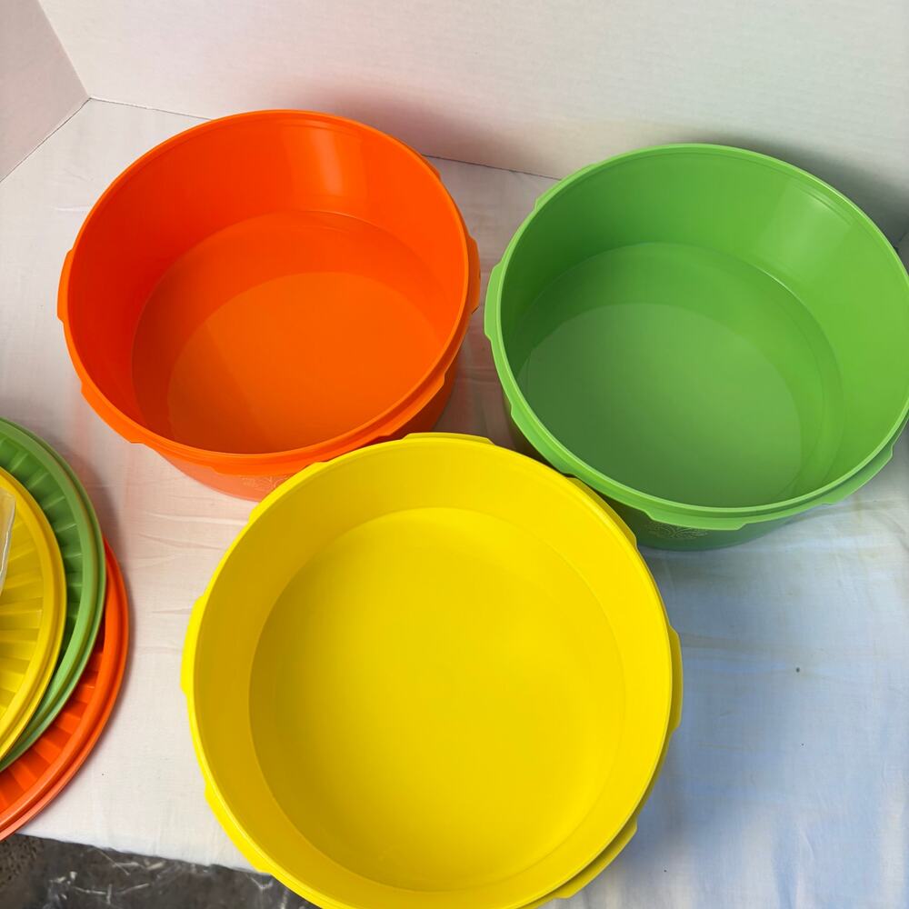 NIB VTG Tupperware Autumn harvest servalier 3 pc stacking canister set 1204 - Picture 5 of 8